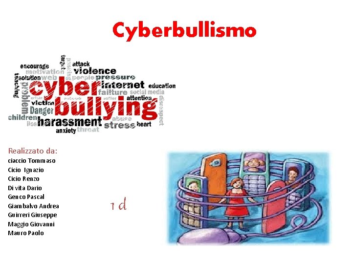 Cyberbullismo Realizzato da: ciaccio Tommaso Cicio Ignazio Cicio Renzo Di vita Dario Genco Pascal