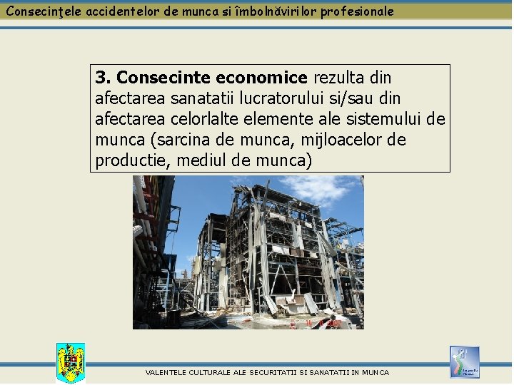 Consecinţele accidentelor de munca si îmbolnăvirilor profesionale 3. Consecinte economice rezulta din afectarea sanatatii