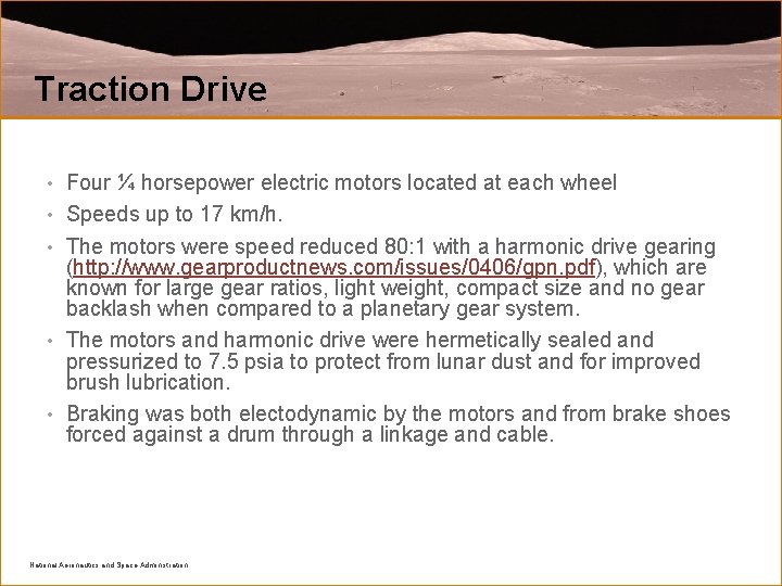 Traction Drive • • • Four ¼ horsepower electric motors located at each wheel