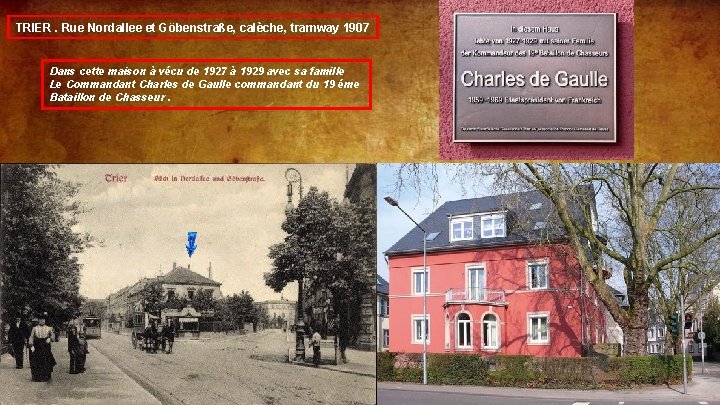 TRIER. Rue Nordallee et Göbenstraße, calèche, tramway 1907 Dans cette maison à vécu de