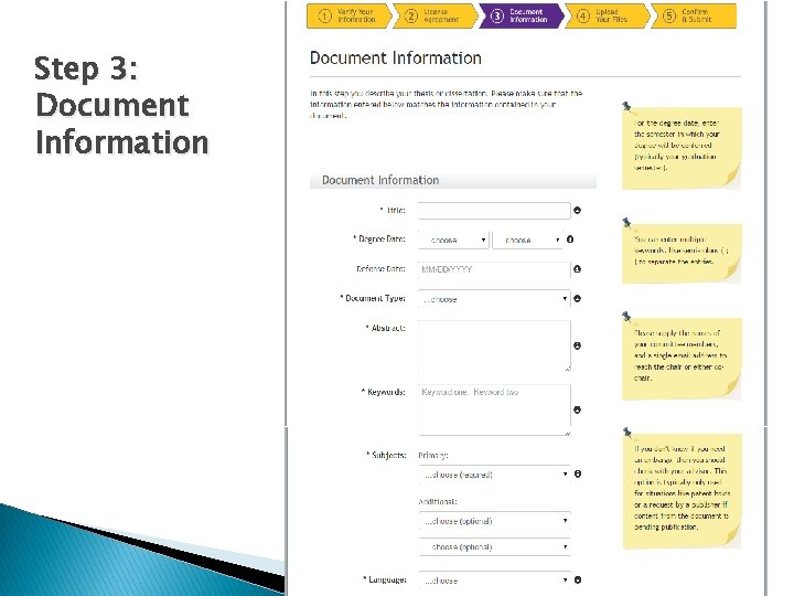 Step 3: Document Information 