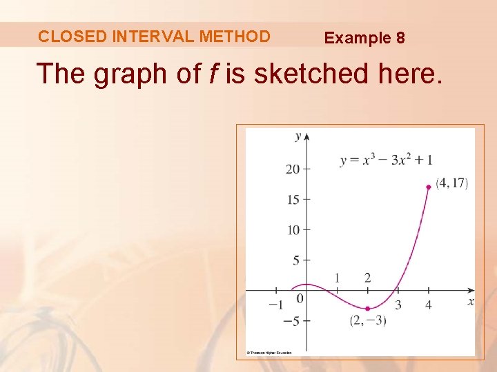 CLOSED INTERVAL METHOD Example 8 The graph of f is sketched here. 