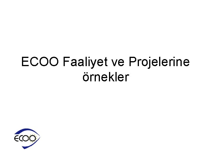 ECOO Faaliyet ve Projelerine örnekler 