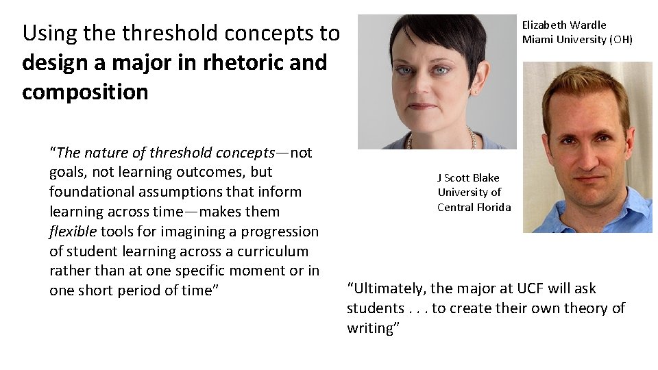 Using the threshold concepts to design a major in rhetoric and composition “The nature