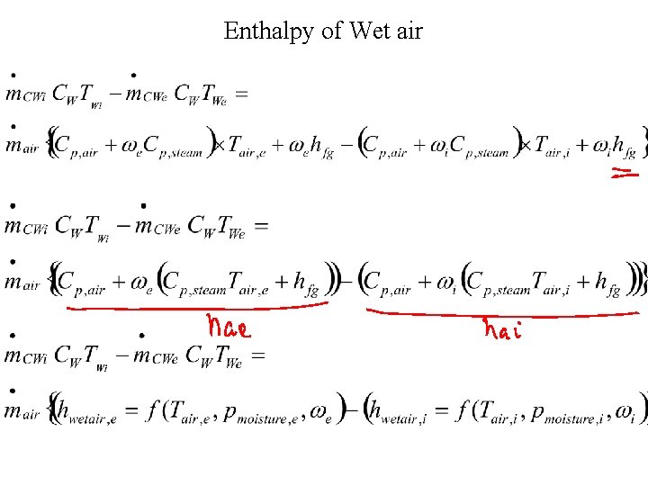 Enthalpy of Wet air 