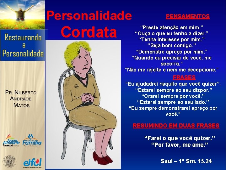 Personalidade Cordata PENSAMENTOS ‘‘Preste atenção em mim. ’’ ‘‘Ouça o que eu tenho a