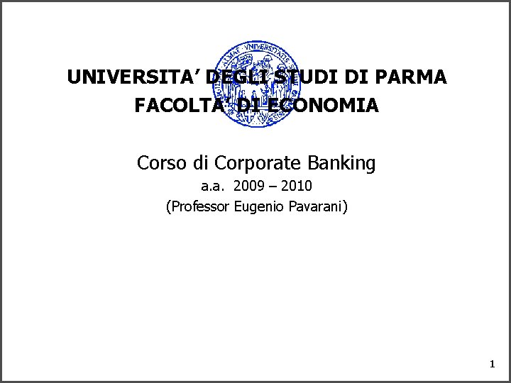 Università Degli Studi Di Parma Economia