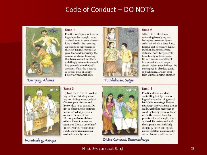 Code of Conduct – DO NOT’s Hindu Swayamsevak Sangh 28 