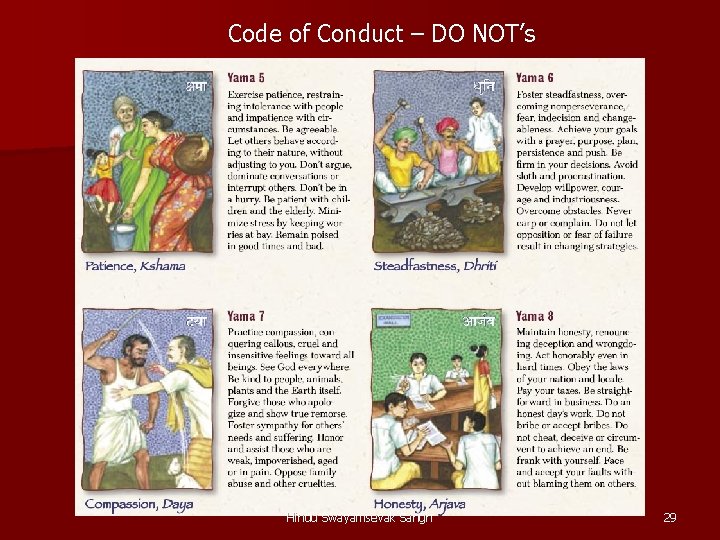 Code of Conduct – DO NOT’s Hindu Swayamsevak Sangh 29 