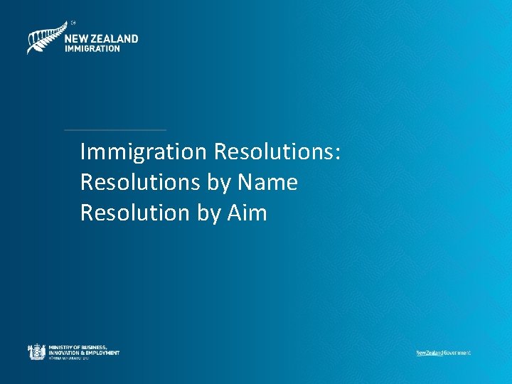 Immigration Resolutions: Resolutions by Name Resolution by Aim 