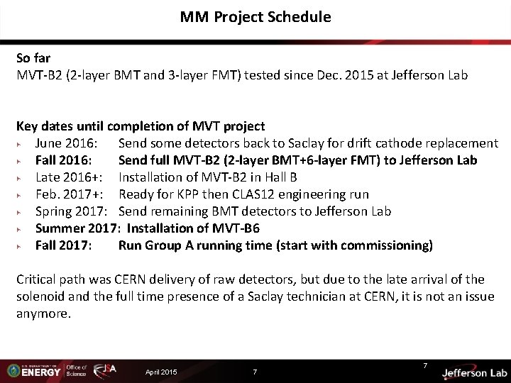 MM Project Schedule So far MVT-B 2 (2 -layer BMT and 3 -layer FMT)