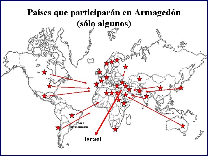 Países que participarán en Armagedón (sólo algunos) ¿Chile? (probablemente) Israel 