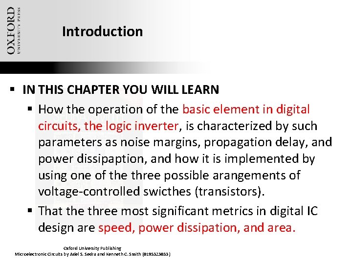 Introduction § IN THIS CHAPTER YOU WILL LEARN § How the operation of the