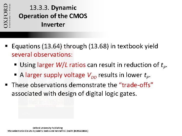 13. 3. 3. Dynamic Operation of the CMOS Inverter § Equations (13. 64) through