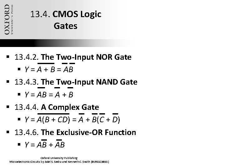 13. 4. CMOS Logic Gates § 13. 4. 2. The Two-Input NOR Gate §