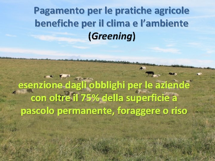 Pagamento per le pratiche agricole benefiche per il clima e l’ambiente (Greening) esenzione dagli