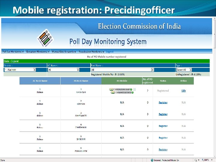 Mobile registration: Precidingofficer 