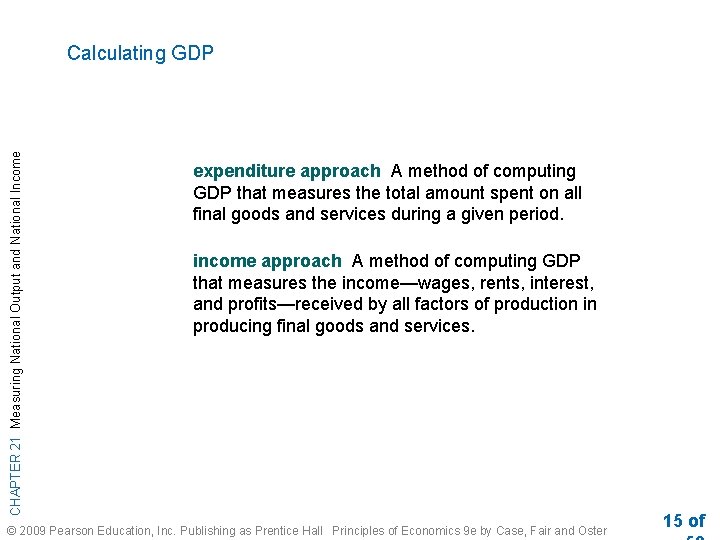 CHAPTER 21 Measuring National Output and National Income Calculating GDP expenditure approach A method