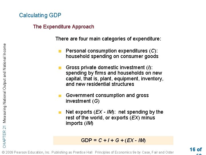 Calculating GDP The Expenditure Approach CHAPTER 21 Measuring National Output and National Income There