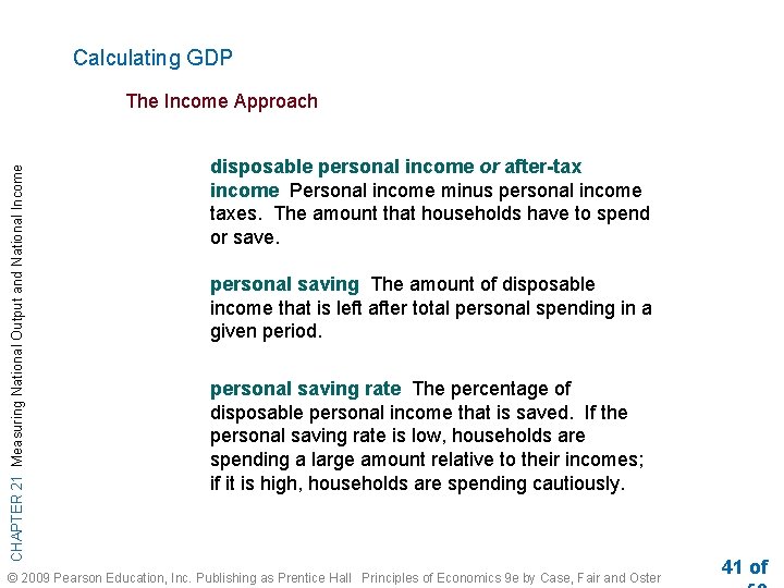 Calculating GDP CHAPTER 21 Measuring National Output and National Income The Income Approach disposable