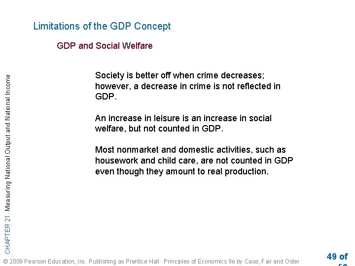 Limitations of the GDP Concept CHAPTER 21 Measuring National Output and National Income GDP