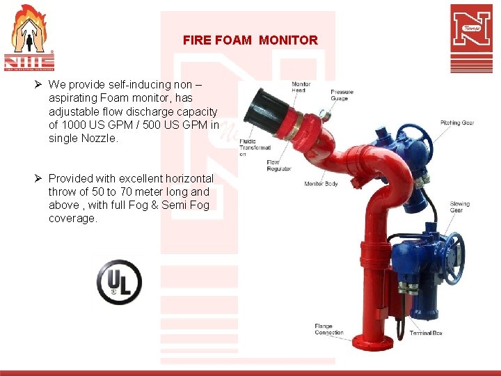 FIRE FOAM MONITOR Ø We provide self-inducing non – aspirating Foam monitor, has adjustable