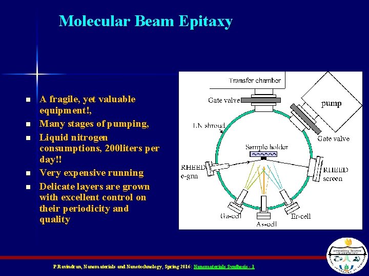 Molecular Beam Epitaxy n n n A fragile, yet valuable equipment!, Many stages of