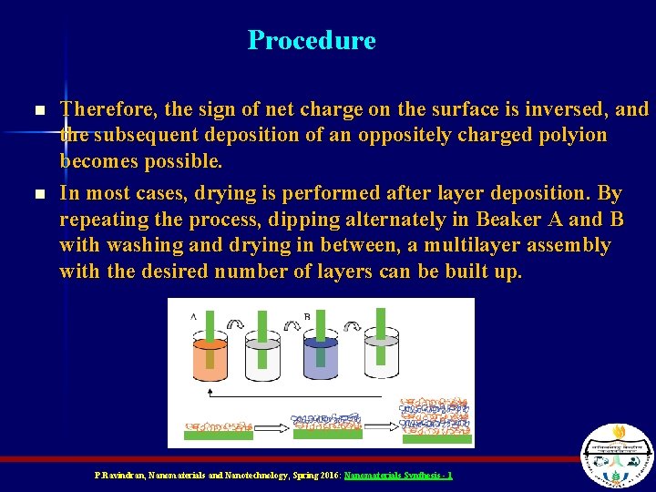 Procedure n n Therefore, the sign of net charge on the surface is inversed, Procedure n n Therefore, the sign of net charge on the surface is inversed,
