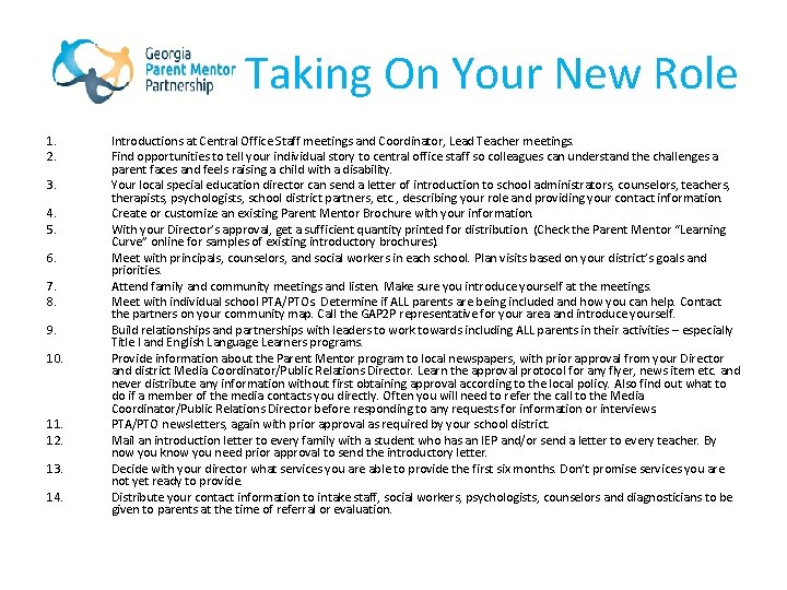 Taking On Your New Role 1. 2. 3. 4. 5. 6. 7. 8. 9.