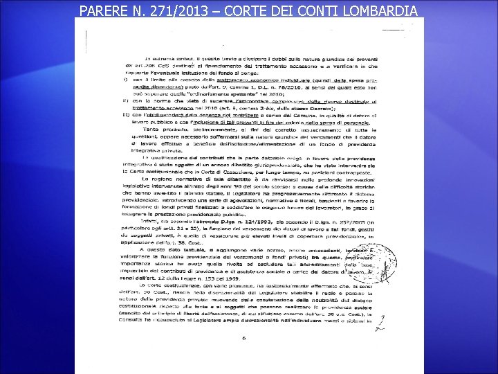 PARERE N. 271/2013 – CORTE DEI CONTI LOMBARDIA 