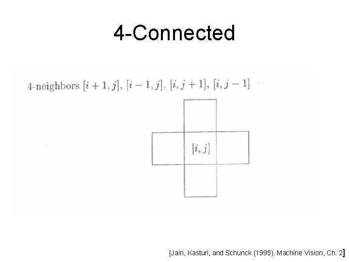 4 -Connected [Jain, Kasturi, and Schunck (1995). Machine Vision, Ch. 2] 