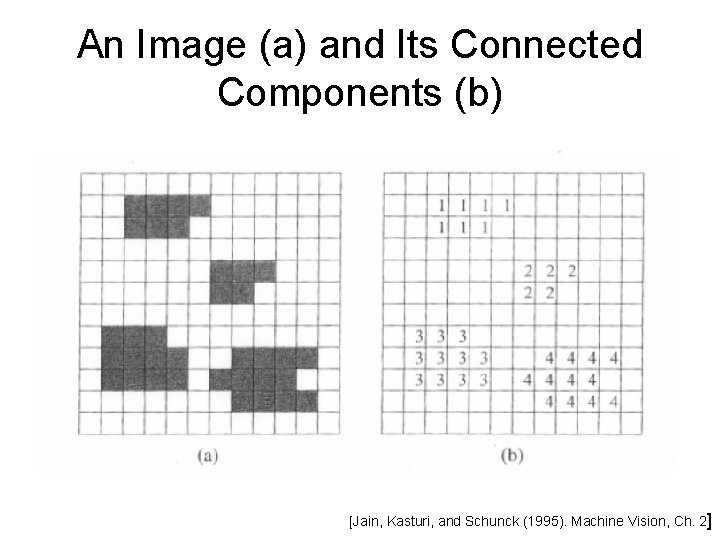 An Image (a) and Its Connected Components (b) [Jain, Kasturi, and Schunck (1995). Machine