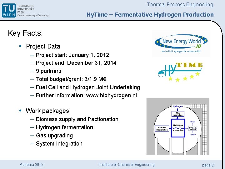 Thermal Process Engineering Hy Time Fermentative Hydrogen Production
