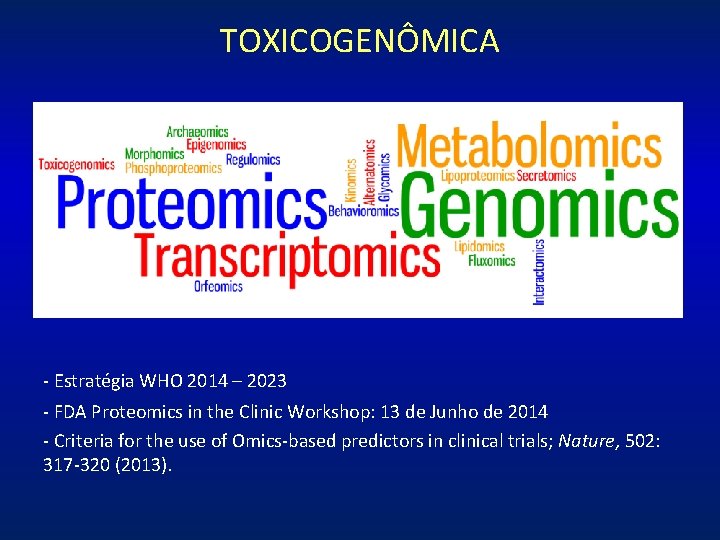 TOXICOGENÔMICA - Estratégia WHO 2014 – 2023 - FDA Proteomics in the Clinic Workshop: