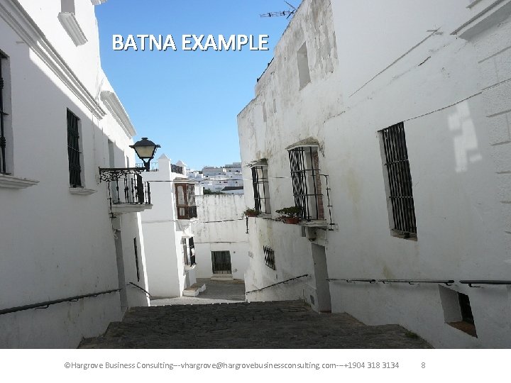 BATNA EXAMPLE ©Hargrove Business Consulting---vhargrove@hargrovebusinessconsulting. com---+1904 318 3134 8 