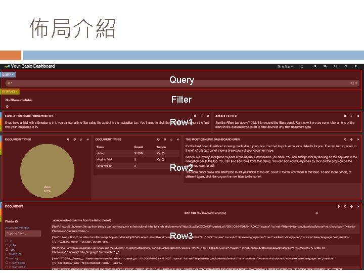 佈局介紹 Query Filter Row 1 Row 2 Row 3 