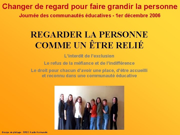 Changer de regard pour faire grandir la personne Journée des communautés éducatives - 1