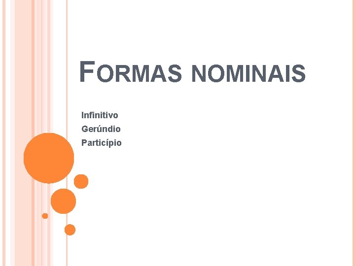 FORMAS NOMINAIS Infinitivo Gerúndio Particípio 