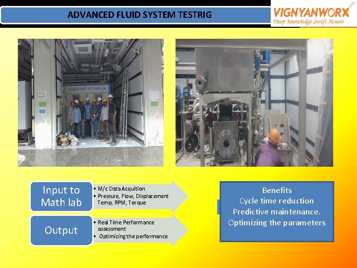 ADVANCED FLUID SYSTEM TESTRIG Input to Math lab • M/c Data Acquition • Pressure, ADVANCED FLUID SYSTEM TESTRIG Input to Math lab • M/c Data Acquition • Pressure,
