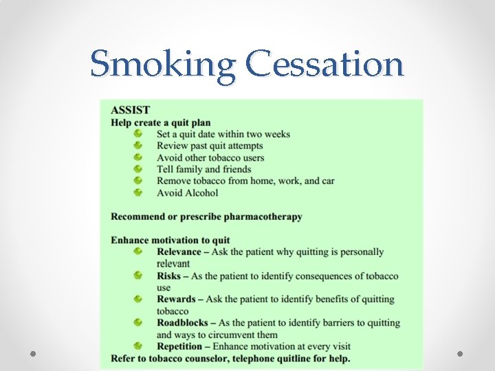 Smoking Cessation Smoking Cessation