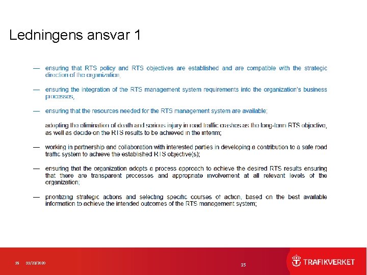 Ledningens ansvar 1 15 11/23/2020 15 