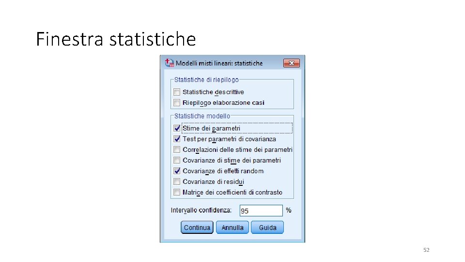 Finestra statistiche 52 