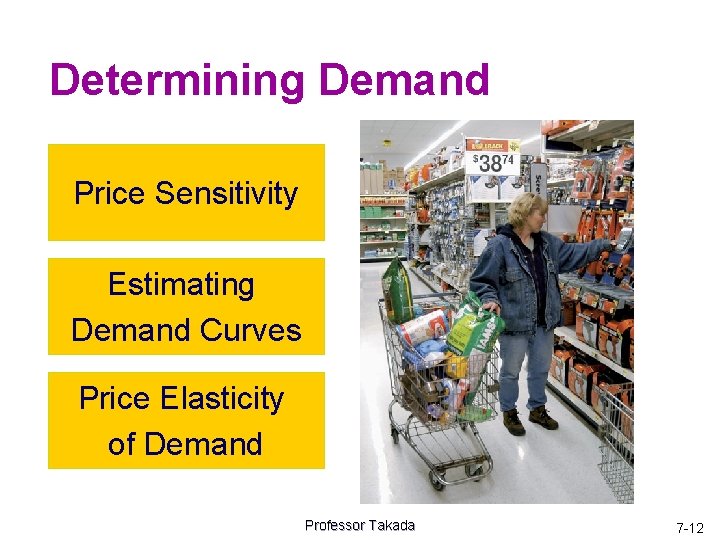 Determining Demand Price Sensitivity Estimating Demand Curves Price Elasticity of Demand Professor Takada 7