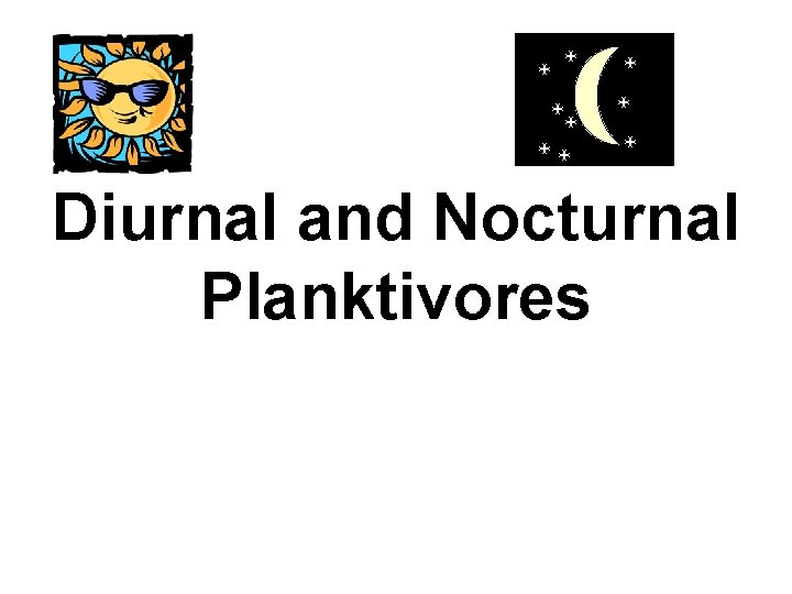 Diurnal and Nocturnal Planktivores Diurnal and Nocturnal Planktivores