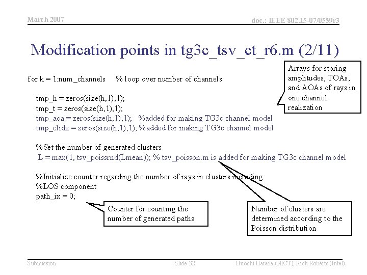 March 2007 doc. : IEEE 802. 15 -07/0559 r 3 Modification points in tg