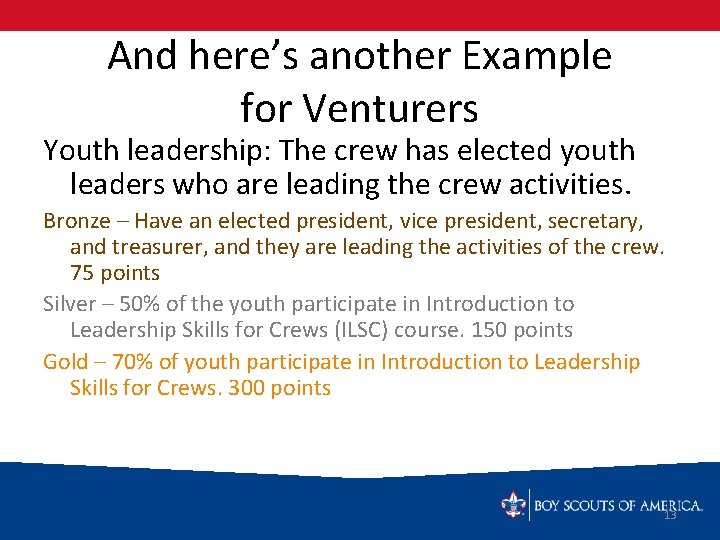 And here’s another Example for Venturers Youth leadership: The crew has elected youth leaders