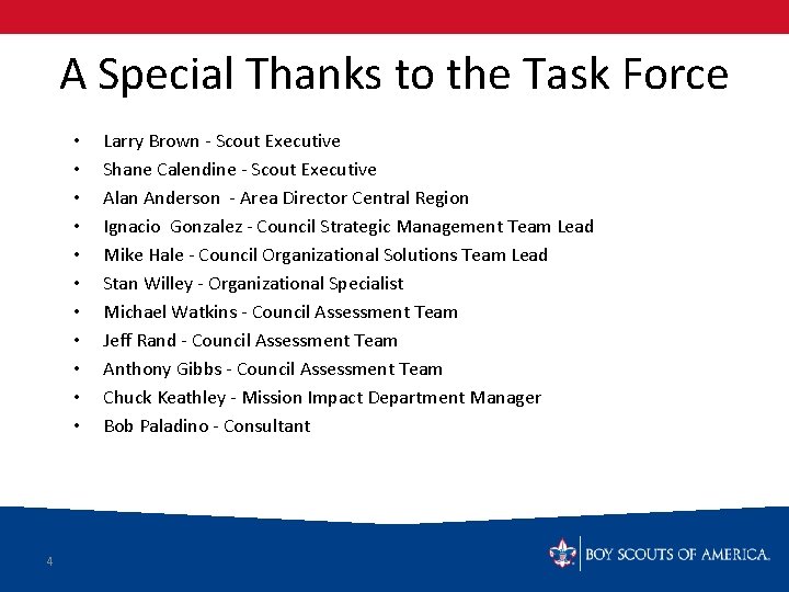 A Special Thanks to the Task Force • • • 4 Larry Brown -