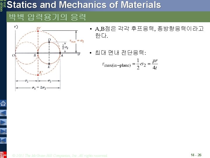 First Edition Statics and Mechanics of Materials Stresses in Thin-Walled 박벽 압력용기의 응력 Pressure First Edition Statics and Mechanics of Materials Stresses in Thin-Walled 박벽 압력용기의 응력 Pressure