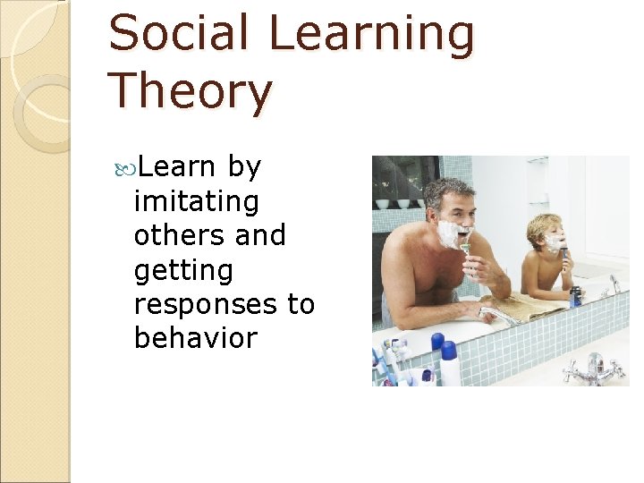 Social Learning Theory Learn by imitating others and getting responses to behavior 