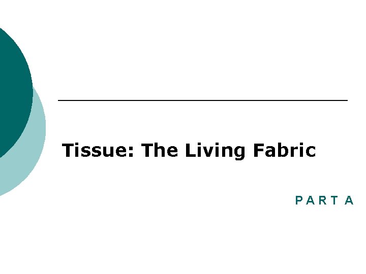 Tissue: The Living Fabric PART A 